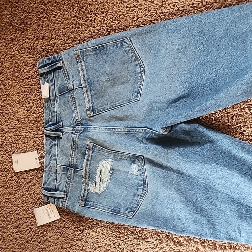 Good American Good Icon Festival Rips Straight Crop NWT Denim Jeans 2 26 - Picture 14 of 16